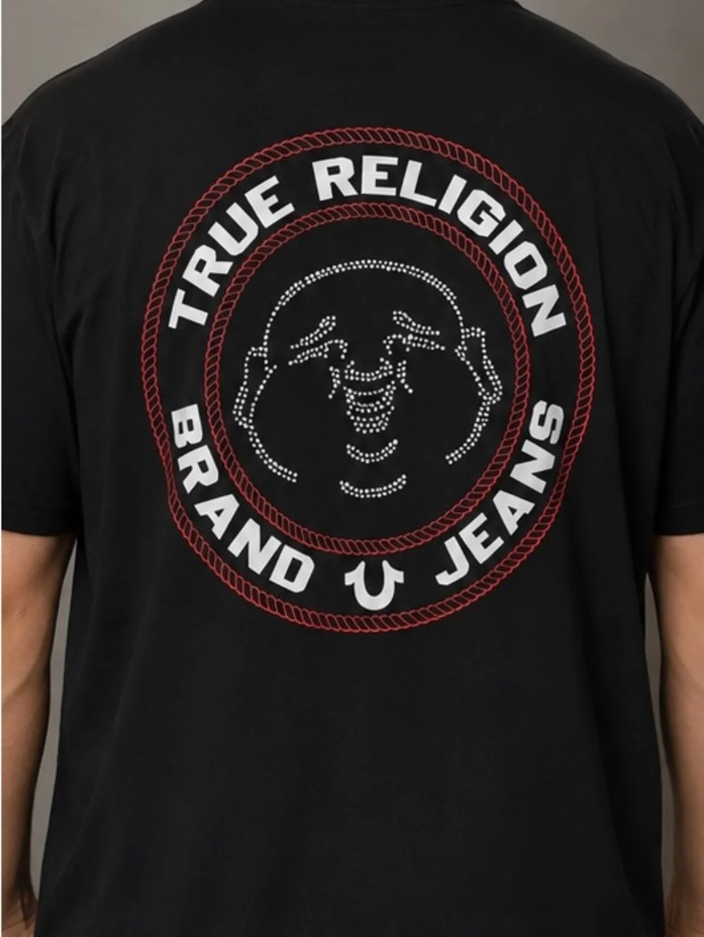 True Religion Men’s Black Buddha Logo Graphic T-Shirt Size Large NWT